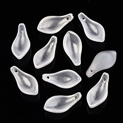 Creamy White Transparent Baking Paint Glass Pendants, Frosted, Petal, Creamy White, 22~23x11x6mm, Hole: 1.2mm