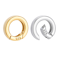 (52) Непрозрачная лаванда 2шт. 2 цвета 925 кольца для пружинных ворот из стерлингового серебра с 925 клеймом, разноцветные, 9 датчик, 12x3 мм, отверстие : 8 мм, 1 шт / цвет