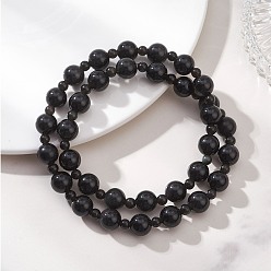 Обсидиан Браслеты из натурального обсидиана с бусинами для женщин и мужчин, круглые, бусина : 8 мм и 4 мм, внутренний диаметр: 2-1/4 дюйм (5.6 см)