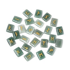 Зеленый Авантюрин 25 шт. прямоугольные рунические камни из натурального зеленого авантюрина с гравировкой алфавита старшего футарка, 19.5~20x15x5.5~6 мм