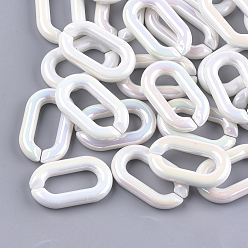 Seashell Color Acrylic Imitation Pearl Linking Rings, Quick Link Connectors, For Jewelry Chains Making, AB Color, Oval, Seashell Color, 39.5x24x6.5mm