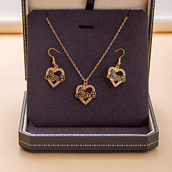 Сердце Комплекты из ожерелий и висячих серег из сплава со стразами и эмалью для женщин, сердце, Ожерелье: 400 mm
