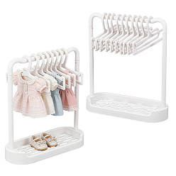 Blanco Perchas de plástico en miniatura para ropa de muñecas, Para accesorios de armario de casa de muñecas, decoraciones de utilería, blanco, 170x65x190 mm