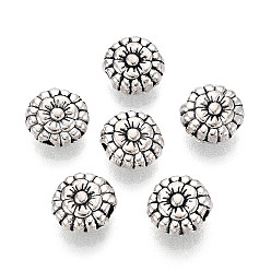 Античное Серебро Сплавочные овальные бусины тибетского стиля , цветок, античное серебро, 7x3 мм, отверстие : 1 мм, Около 1960 шт / 1000 г