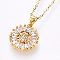 Letter G Подвеска-колье с инициалом из латуни, украшенная микропаве из кубического циркония., с 304 цепи из нержавеющей стали, плоские круглые с буквы, золотые, letter.g, 17.71 дюйм (45 см), Кулон : 22x16x3 мм