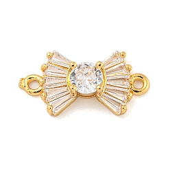 Золотой Латунные подвески из прозрачного кубического циркония, бантом ссылки, золотые, 10x20x5 мм, отверстие : 1.4 мм
