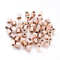 Розовое Золото Ионное покрытие (ip) 304 распорные втулки из нержавеющей стали, шестиугольник, розовое золото , 3x3x3 мм, отверстие : 1.4 мм