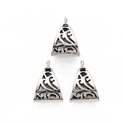 Antique Silver Tibetan Style Alloy Tube Bails, Cadmium Free & Lead Free, Triangle, Antique Silver, 16x11x7mm, Hole: 1.8mm, about 800pcs/1000g