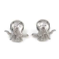 Нержавеющая Сталь Цвет 304 из нержавеющей стали бусы, осьминог, без свинца, без кадмии и без никеля, цвет нержавеющей стали, 7.5x8.5x4.5 мм, отверстие : 1.8 мм