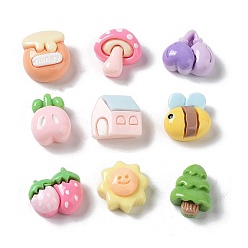 (52) Непрозрачная лаванда Непрозрачные кабошоны из смолы, пчелы, дерево и гриб, разнообразные, разноцветные, 9.5~12x9~11x5.5~6.5 мм