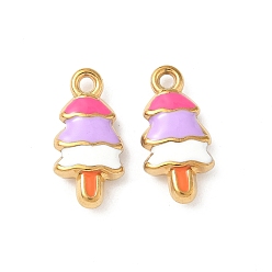 Разноцветный 304 нержавеющей стальной эмали подвески, ионное покрытие (ip), очарование дерева, золотые, красочный, 19x9.5x4.5 мм, отверстие : 1.8 мм