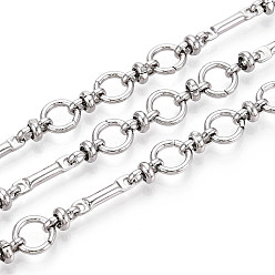 Платина Латунь Figaro цепи, несварные, с катушкой, кольцо, платина, 9x5x5 мм, около 16.40 футов (5 м) / рулон