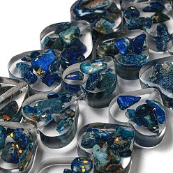 Королевский синий Окрашенная натуральная императорская яшма с нитями смоляных бусин, сердце, королевский синий, 14x16x5 мм, отверстие : 1.2 мм, около 13 шт / нитка, 6.81 дюйм (17.3 см)