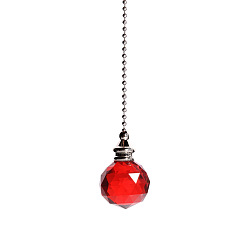 Красный Удлинители цепи потолочного вентилятора из стекла и хрусталя, с металлическими шариковыми цепями, круглый подвесной шарик в виде ловца солнца, красные, 545 мм