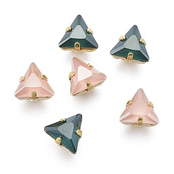 (52) Непрозрачная лаванда Шить на горный хрусталь, стекло горный хрусталь, с золотыми тонами латунных зубьев, аксессуары для одежды, треугольные, разноцветные, 7x6.5x4.5 мм, отверстие : 1 мм