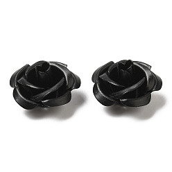 Black Aluminum Beads, Oxidation, Rose, Black, 15x15x9mm, Hole: 1.4mm