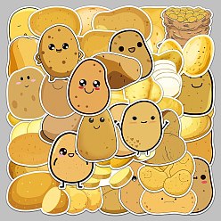 Vegetables PVC Self-adhesive Potato Cartoon Stickers, Waterproof Decals for Suitcase, Skateboard, Refrigerator, Helmet, Mobile Phone Shell, Vegetable Pattern, 55~85mm, 50pcs/bag