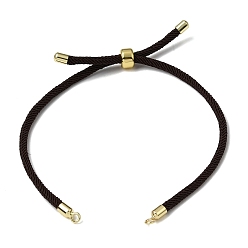 Coconut Brown 3MM Adjustable Round Nylon Braided Cord Bracelet Making, with Golden Brass Findings, Fit for Connector Charms, Coconut Brown, 8.66 inch(22cm), Hole: 1.5mm