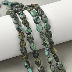 Африканский Бирюза(яшма) Бусы натуральная африканская бирюза (яшма), Плоско-овальные, 8x6x3 мм, отверстие : 0.9 мм, около 49~50 шт / нитка, 15.16''~15.55'' (38.5~39.5 см)