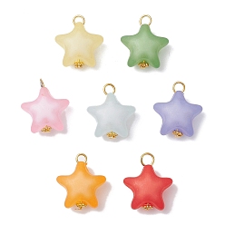 (52) Непрозрачная лаванда Непрозрачные акриловые подвески, с латунной найти, звезда, разноцветные, 22~23x19~20x11~12 мм, отверстие : 3~4 мм