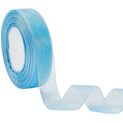Небесно-голубой 1 рулоны прозрачной органзовой ленты, широкая лента для украшения на свадьбе, голубой, 1 дюйм (25 мм), около 50.00 ярдов (45.72 м) / комплект