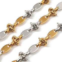 Золотой & Цвет Нержавеющей Стали 304 двухцветный овал из нержавеющей стали с узловатыми звеньями, ионное покрытие (ip), несварные, с катушкой, золотые и нержавеющая сталь цвет, ссылка: 11x6x1.4мм и 6.8x0.5мм 7x5x2мм и, около 16.40 футов (5 м) / рулон