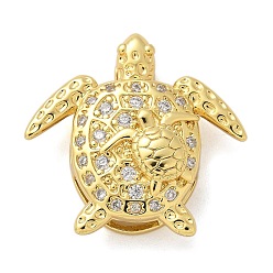 Настоящее золото 18K Латунные микро проложить кубического циркония подвески, Морская черепаха, стойки покрытие, долговечный, без свинца и без кадмия, реальный 18 k позолоченный, 24x24.5x8 мм, отверстие : 4.5x2.2 мм
