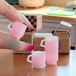 Бледно-Розовый Чашка из пвх мини модель, аксессуары для кукольного домика с микро-ландшафтом, притворяясь опорными украшениями, розовый жемчуг, 13~15x14.5 мм, 4 шт / комплект