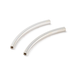 Silver 925 Sterling Silver Curved Cube Tube Beads, Silver, 30x2x2mm, Hole: 1x1mm, 17pcs/10g