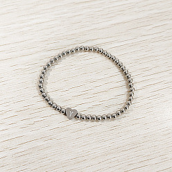 Letter Y 304 эластичные браслеты из нержавеющей стали для женщин, сердце с письмом, цвет нержавеющей стали, Письмо Y, внутренний диаметр: 2.24 дюйм (5.7 см)