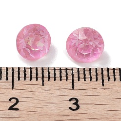 Light Rose Glass Rhinestone Cabochons, Point Back & Back Plated, Faceted, Round, Light Rose, 6.2x5mm