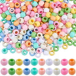 Mixed Color 300Pcs 10 Colors Opaque Acrylic Beads, Large Hole Beads, Rondelle, Mixed Color, 12mm, Hole: 6mm, 10pcs/color