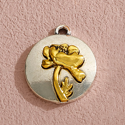 June Rose Подвески из сплава , подвески на тему декабрьских цветов, июньская роза, 21x18 мм