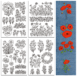 Цветок 4 листы 11.6x8.2 рисунки для вышивания дюймовыми палочками и стежками, водорастворимые стабилизаторы для вышивания нетканых материалов, цветок, 297x210 ттт