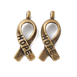 Античная Бронза Символическая лента надеяться подвески сплава тибетский стиль, без кадмия, без никеля и без свинца, античная бронза, 19x7.5x4 мм, Отверстие : 2 мм , около 1810 шт / 1000 г