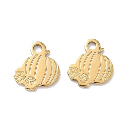 Настоящее золото 18K Хэллоуин 304 подвески из нержавеющей стали, тыква, ионное покрытие (ip), реальный 18 k позолоченный, 11x10x1 мм, отверстие : 1.6 мм