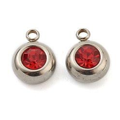 Гиацинт 201 из нержавеющей стали амулеты горный хрусталь, очарование камня, плоско-круглые, цвет нержавеющей стали, гиацинт, 12x9x5 мм, отверстие : 1.8 мм