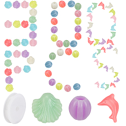 Gemischte Farbe DIY Stretch Armbänder machen Kits, inklusive Polystyrol-Kunststoffperlen und elastischem Kristallfaden, Gemischte Farbe, 13.5x13.5x6.5 mm, Bohrung: 1.8 mm, 100 Stück / Set