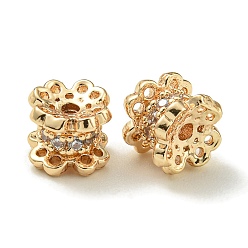 Настоящее золото 14K Стойки обшивки латунь микро проложить кубического циркония бусы, долговечный, без свинца и без кадмия, колонка, реальный 14 k позолоченный, 5.8x5 мм, отверстие : 1.2 мм
