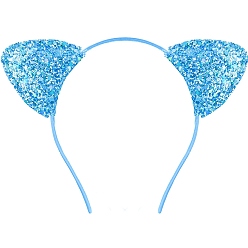 Светло-Голубой Резинки для волос из ткани с кошачьими ушками для женщин, Небесно-голубой, 140x120 мм