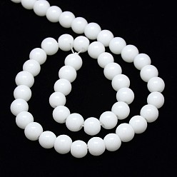 White Opaque Solid Color Crystal Glass Round Beads Strands, White, 8mm, Hole: 1mm,  about 54pcs/strand, 15.7 inch