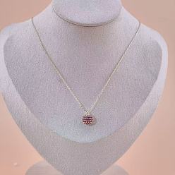 Фиолетовый Женские кулоны с круглыми сферами из латуни с микропаве из кубических цирконий, золотые, фиолетовые, 15.75 дюйм (40 см)