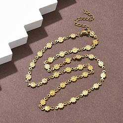 Золотой 304 ожерелья из текстурированной цветочной цепочки из нержавеющей стали, ионное покрытие (ip), золотые, 17-3/8 дюйм (44.2 см)