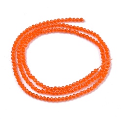 Dark Orange Glass Beads Strands, Imitation Quartz, Faceted, Round, Dark Orange, 2mm, Hole: 0.5mm,  about 175pcs/strand, 14.9 inch(38cm)