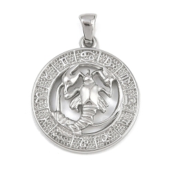 Рак 304 подвески из нержавеющей стали, плоские круглые с созвездием, анти-тускнение, рак, 29x25.5x3.5 мм, отверстие : 4.5x3 мм