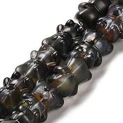 Black Electroplate Glass Beads Strands, Frosted, Bear, Black, 16x12x9mm, Hole: 1.2mm, about 45pcs/strand, 25.98''(66cm)