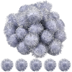 Silver 32Pcs Faux Fur Soft Sequins Pompom Ball, for Hats Shoes Scarves Bag Charms Accessories, Silver, 50mm