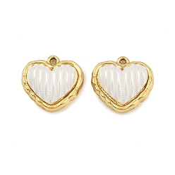 Настоящее золото 18K Абс пластмассовые подвески, сердце, с 304 фурнитурой из нержавеющей стали, вакуумное покрытие pvd, реальный 18 k позолоченный, 18x19x8 мм, отверстие : 1.2 мм