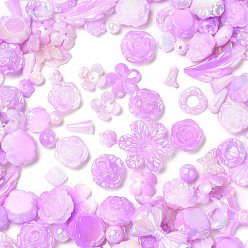 Орхидея Радужное переливчатое покрытие акриловыми бусинами, жемчужные, разнообразные, сиреневые, 10~40x11~42x4~11 мм, отверстие : 1.7 мм