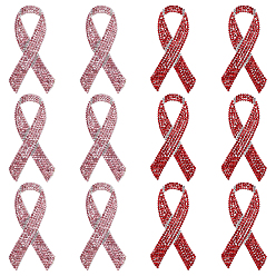 (52) Непрозрачная лаванда 12 шт. 2 цвета горячий клей и стразы пайетки нашивки, аксессуары для костюма, лента для информирования о СПИДе/октябрьская розовая лента для информирования о раке груди, разноцветные, 82x42x2 мм, 6 шт / цвет